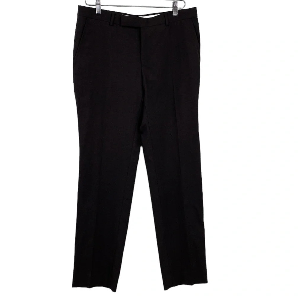Z Zegna Slim Fit Trouser Pants Women's Size 8 50R Brown Flat Front Wool Designer
